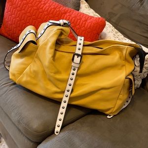 Large sack hobo bag yellow and white